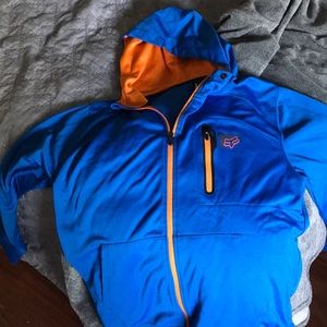 Orange and blue fox hoodie size large